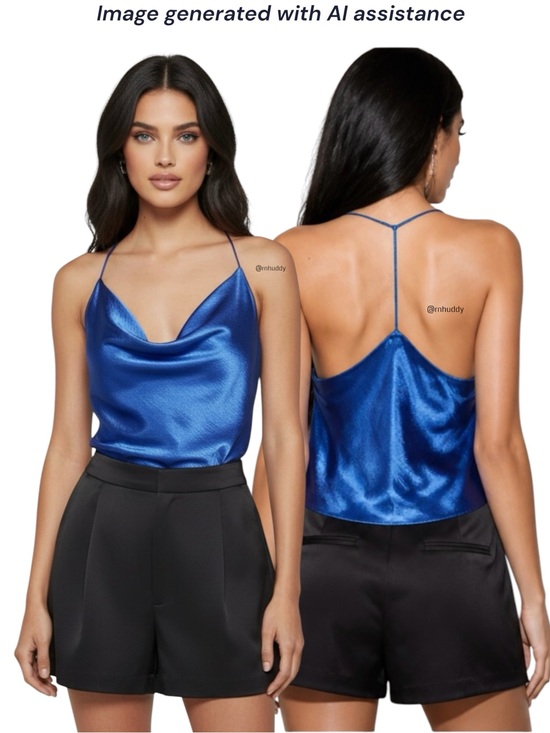 Express Tops - Express S vibrant blue satin cowl neck T back camisole